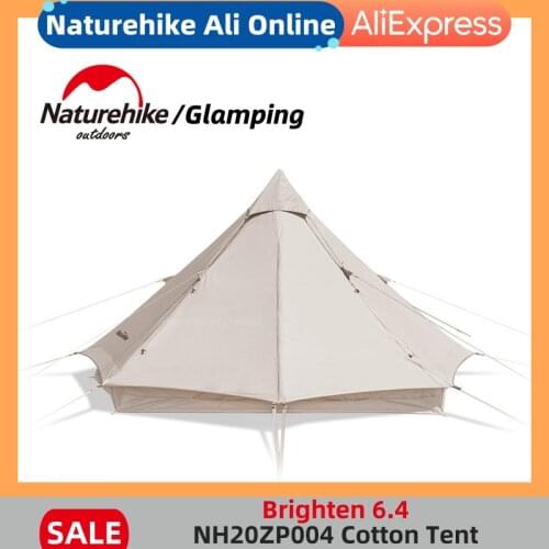 Naturehike Glamping Tent Cotton Pyramid 3-4 Person 15.2kg Camping Outdoor Tent Windproof Cotton Large Space Tourist Tent Travel