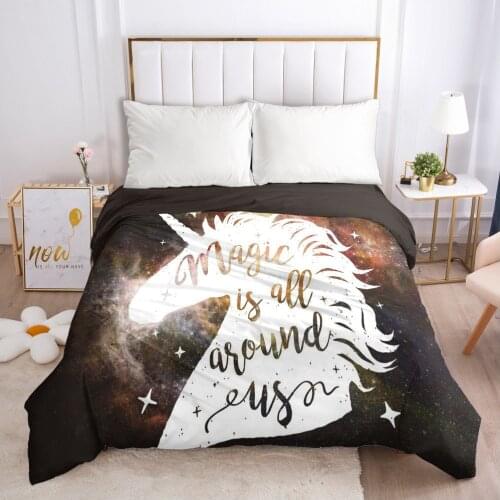 Unicorn Cartoon Duvet Cover with Zipper Comforter/Quilt/Blanket Case 140x200 240x220 3D Bedding For Children Kids Baby Boys