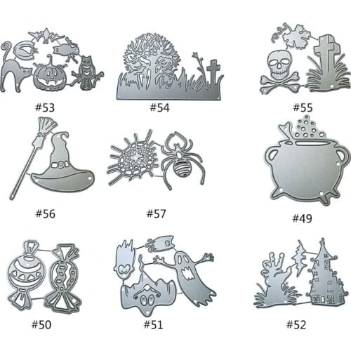 Q1FD Halloween Metal Cutting Dies Stencil DIY Scrapbooking Album Paper Card Template Mold Embossing Craft Decoration