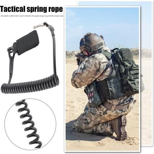 Adjustable Combat Sling Telescopic Tactical Pistol Hand Gun Secure Lanyard Spring Sling with Magic Tape Belt