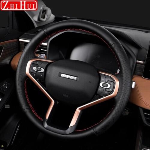 Car Styling Hand-sewn Non-Slip Leather Steering Wheel Cover For Great Wall Haval Hover Jolion 2021 Car Interior Accessories