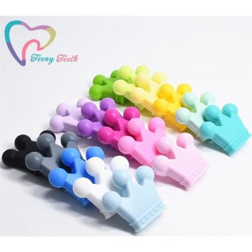 Teeny Teeth 5 PCS Crown Silicone Loose Beads Making Silicone Jewelry Beads Necklace Baby Teething Beads For DIY Nursing Jewelry