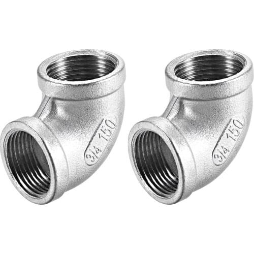 Uxcell 2pcs Stainless Steel 304 Cast Pipe Fitting 90 Degree Elbow 3/4 BSPT Female X 3/4 BSPT Female Thread to air water etc