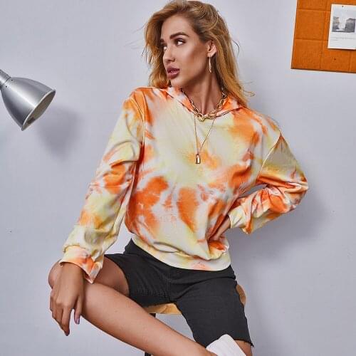 Womens Tie Dye Printed Autumn Jacket Hoodie,2021 Fashion Casual Long Sleeve Loose Hooded Tops Sweatshirts Women Jackets