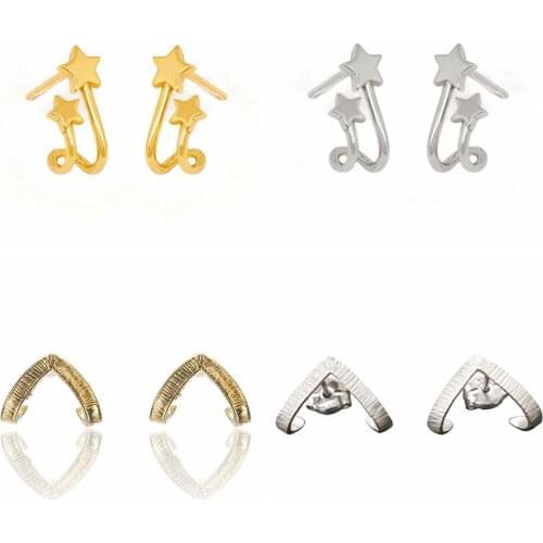 925 Silver Ear Needle Star Stud Earrings for Women Geometric Simple Tiny CZ Earring Fashion Temperament Metal Punk Party Jewelry