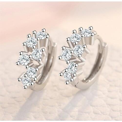 Shiny Crystal Star Earrings For Women JewelryTop Quality Silver 925 Sterling Hoops Female Party Accessories Lady Earrings Gift