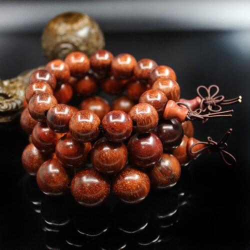 Natural red Wood Beads Bracelet Tibetan Buddhist Mala Buddha Charm Rosary Bracelet Yoga Wooden For Women Men Jewelry