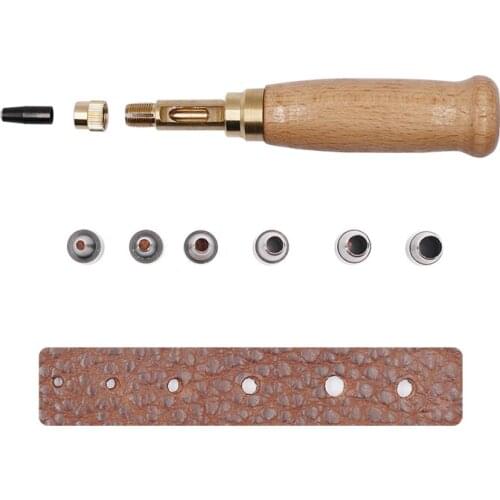 1 Set Automatic Belts Punch Replaceable Mute Rotary Punching Leather Watch Craft Screw Drill Punchers DIY Hand Home Sewing Tool