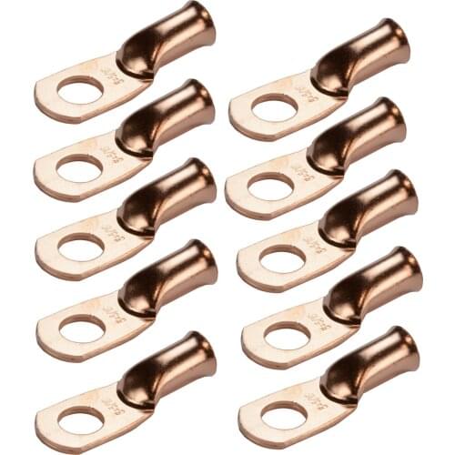 10PCS 6 Gauge 5/16" Ring-Type Cable Wire Connector Non-insulated Bare Terminal Copper Lugs Crimp Terminals Set
