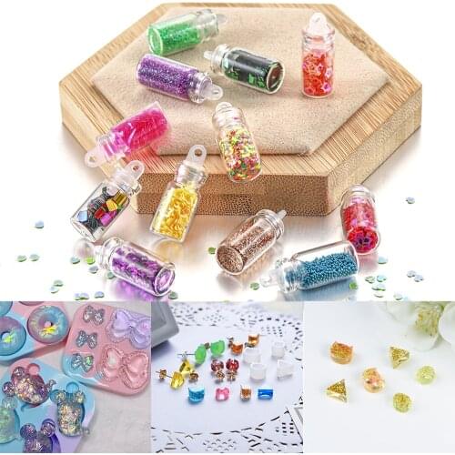 12/24/48 Bottles/Set Nail Art Sequins Glitter Rhinestones Beads Heart Star Moon For DIY Jewelry Making Epoxy Resin Mold Filling