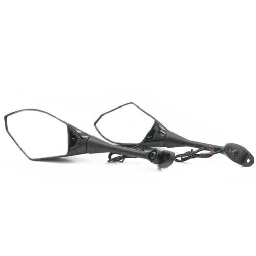 2Pcs Motorcycle Rear View Side Mirrors LED Amber Blue Turn Signals Light Indicator Universal Motorbike