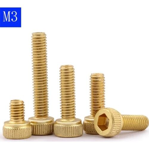 3mm / M3 x 0.5 Solid Brass Allen Bolt Hex Socket Head Cap Screws DIN 912