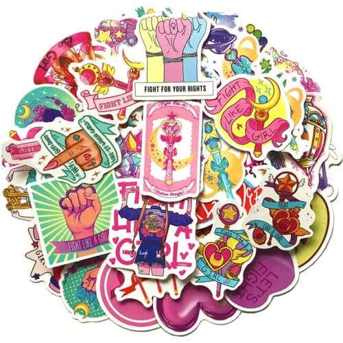 50Pcs Girls Power Stickers Creative Self-made Female Independence Waterproof Feminist Graffiti cute laptop stickers