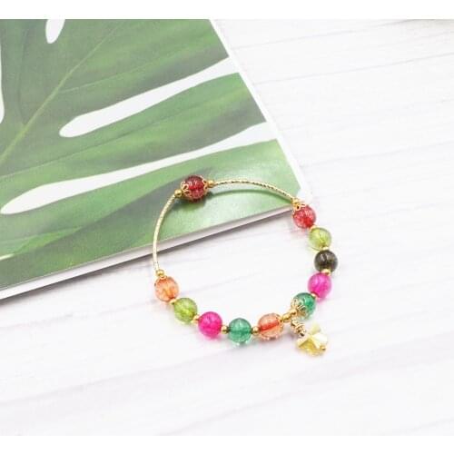 6 Colors Wrap Bracelet for Girls Women Natural Stone Jades Beads Bracelets Bangle Charms Yoga Wristband Gift Jewelry 7.5" B325