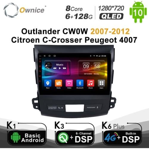 Carplay 6G+128G PX6 Android 10.0 Car DVD Player Navi GPS For Mitsubishi Outlander CW0W 2007-2012 Citroen C-Crosser Peugeot 4007