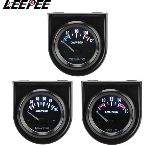LEEPEE 12V 2" 52mm Automobile Vehicle Meter Water Temperature MeterVoltmeter 0-100PSI Oil Pressure Gauge Universal Car Gauge