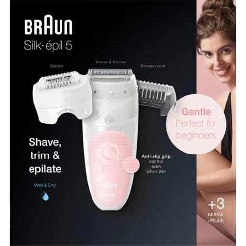 Braun Silk-épil 5-5620 SensoSmart Wireless Wet & Dry Use 3-in-1 Epilator With 5 Extensions Woman