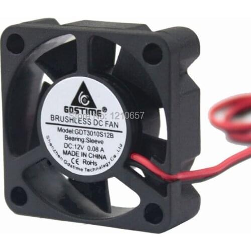 20PCS LOT Gdstime 30MM 2Pin 30 x 30 x 10MM 12V Powerd DC Brushless Cooling Fan
