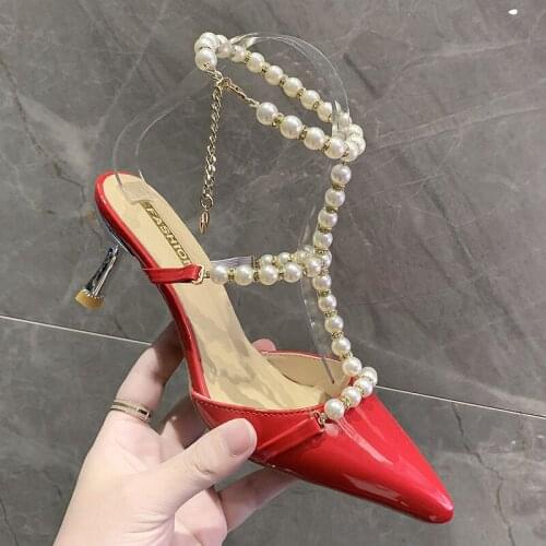 2021 Fashion Women Sandals Red Patent Leather High Heel Sandals Women Open Toe Ankle Buckle Strap Sexy Ladies Party Shoes