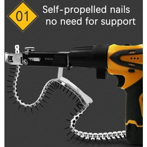 Chain nail gun adapter automatic screw spike electric drill Screwd woodworking tool Electric Automatic Chain Belt Nail Screw Gun