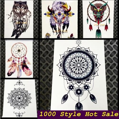 Black women henna temporary tattoo stickers GQS-C003 Large dream catcher indian sun flower dreamcatcher Sexy Arm Shoulder tattoo
