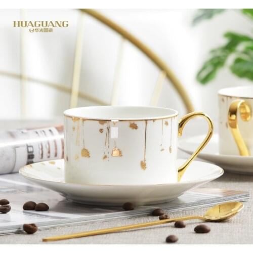 Porcelain Bone China Coffee Cup And Saucer Set Tea Cup White Porcelain White And Gold Tea Set Royal Classic Bone China HH50BD
