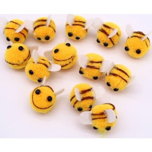 Yellow Bee Simulation Antennae Hair Ball Polyester Child Headdress Gift Crafts DIY Handmade Hat Clothing Accessories 10pieces