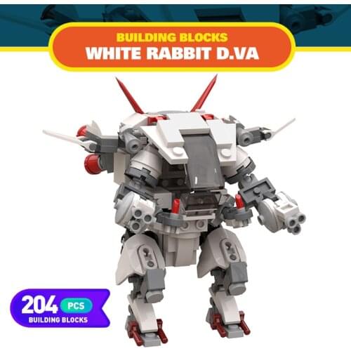 Moc White Rabbit D.va Mech Assault Model Building Blocks Robot Creator Expert Game World Animal Children Boy Toy Montessori Toy