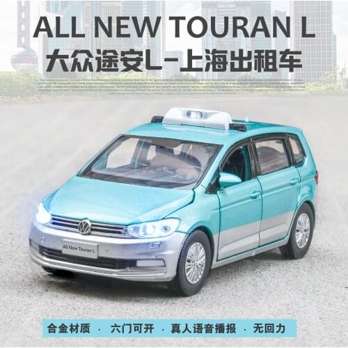 1:32 high simulation NEW Volkswagen Touran L Shanghai taxi TAXI open door sound and light childrens toy car model for gifts
