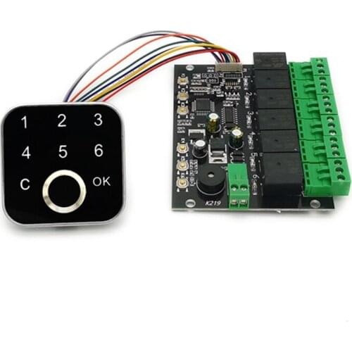 K219-B Fingerprint Password Circuit Board 6 Relay Output Control Switch