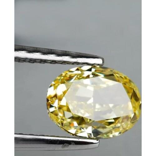 Top selling brilliant cut oval shape light yellow cubic zirconia beads loose fancy vivid yellow stones for jewelry making CZ DIY