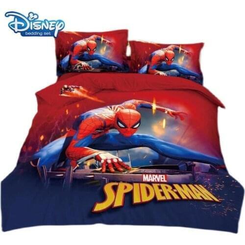 Red Spider-Man Bedding Set Quilt Covers Single Size For boys Bedroom Decoration Twin Bed Sheet 4Pcs Free Shipping Hot Sale New