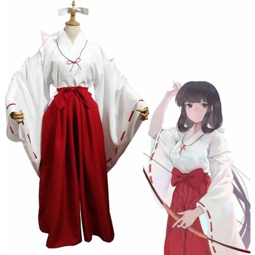 New Inuyasha Kikyō Cosplay Costume Custom Made Size For Female Girl Halloween set