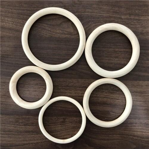 Missxiang 100-150MM DIY Wooden Beads Connectors Circles Rings Unfinished Natural Wood Lead-Free Baby teething Carry bag Rings