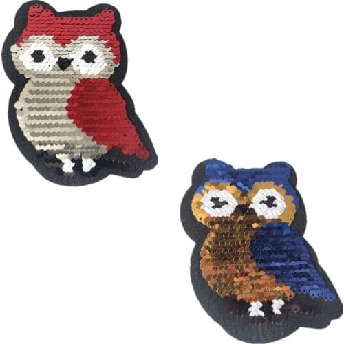 Fashion Patch Cartoon Bird Sequins Patches Reversible Change Color Filp AB Stcikers For Clothing T-Shirt Diy Free Shipping