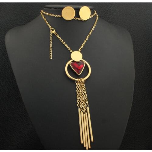 Newest Gold Color Stainless Steel Jewelry Necklace Stud Earrings Sets Supernova Sales for Women SEDZHMCF