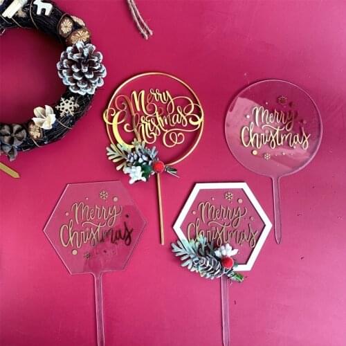 New Merry Christmas Acrylic Cake Topper Cute Snowflake Christmas Acrylic Cupcake Topper For Party Xmas Decor Cake Decorations