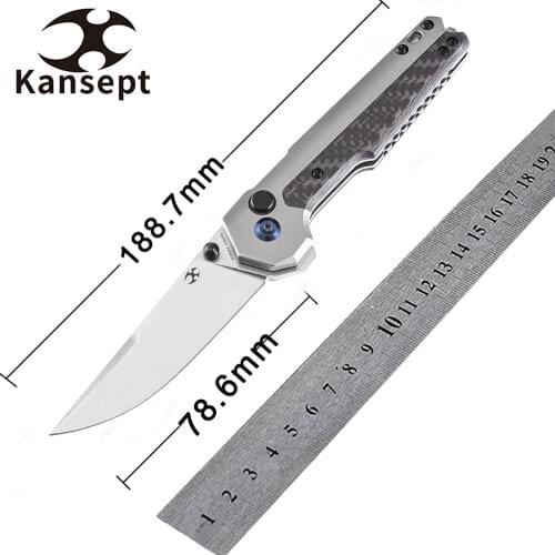 Kansept Knives EDC Tac K2009A2 Pocket Gentleman Knife 3.1in S35VN Titanium Handle Twill CF Inlay Tactical Camping Folding Knife