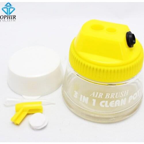 OPHIR Glass Container 300ml Airbrush Gun Cleaning Jar Cleaning Pot & Stand for Spray Gun Paint Accessory Cake Tools _AC008