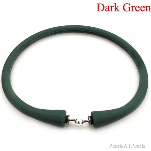 Wholesale 7 inches Dark Green Rubber Silicone Wristband for Custom Bracelet