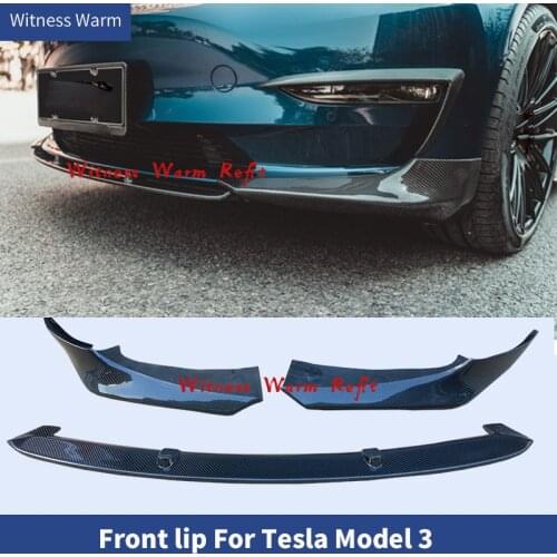 Car Front Bumper Lip For Tesla Model 3 2016-2019 Spoiler Carbon Fiber Splitter Front Lip Diffuser Guard
