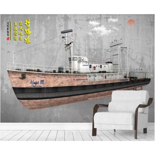 Custom photo mural on the wall 3d wallpaper The ship rides the wind and waves decor living room wallpaper for walls 3 d in rolls