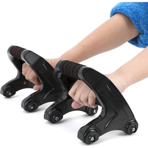 1 Pair Push Up Bars Four-Wheel Ab Roller Abdominal Wheel Muscle Exercise Abdomen Trainer Home Gym Fitness Equipment