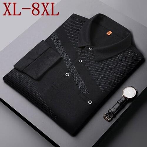 Size 8XL 7XL 6XL New Autumn Business Polo Shirt Men Tops Long Sleeve Loose Mens Polos Shirts High Quality Casual polo homme 2021