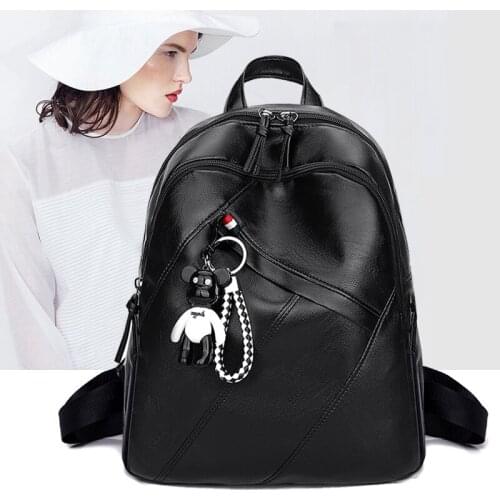 Backpack womens 2021 new fashion Korean version of Joker travel backpack simple soft leather womens bag large capacity tide