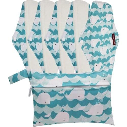 Wholesale High Quality 6pcs/Set Bamboo Cloth Pads With Wet Bag Menstrual Period Health Care Abosrbent Spill-Proof Reusable