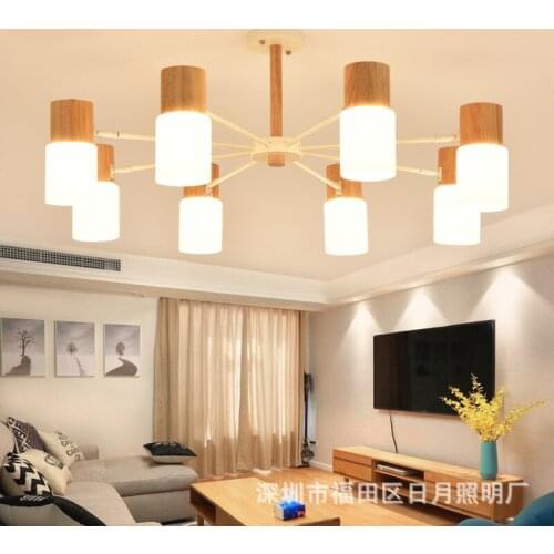 Modern Art OAK Wooden Pendant Lights Hanging Wood Lamps Dinning Room Restaurant Fixtures Indoor Decoration Pendant Lamp