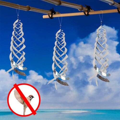 Anti Bird Repellent Spiral Reflectors Silver Hanging Deterrent Device Deterrant For Garden Party Lawn Decor Agriculture Supplies