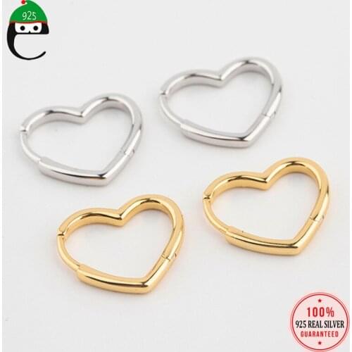 Trustdavis Minimalist 925 Sterling Silver Fashion Romantic Heart Hoop Earring For Women Wedding S925 Earring Jewelry DA1985