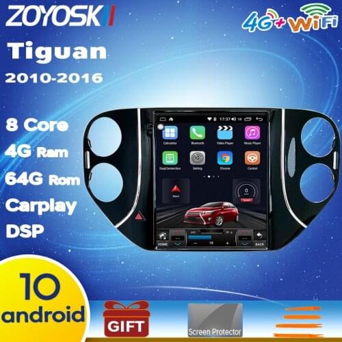 Android 10 10.4 inch vertical Tesla style CAR Radio GPS bluetooth Navigation player WIFI 4G For VW Volkswagen Tiguan 2010-2016